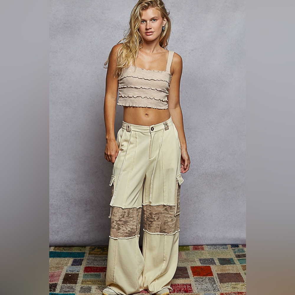 PB33 POL Cream with Camouflage Cargo Pants